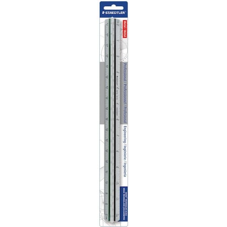 Staedtler Engineers Pro Triangular Scale, Mars, ALM, 12", Silver STD987M1834BK